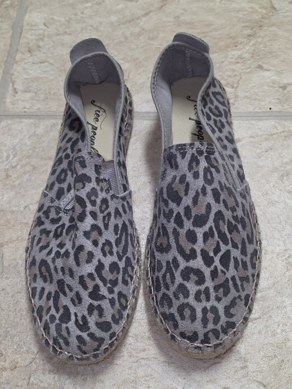 Free People Leopard Print Espadrilles - Gray and Black Sz 38/7.5